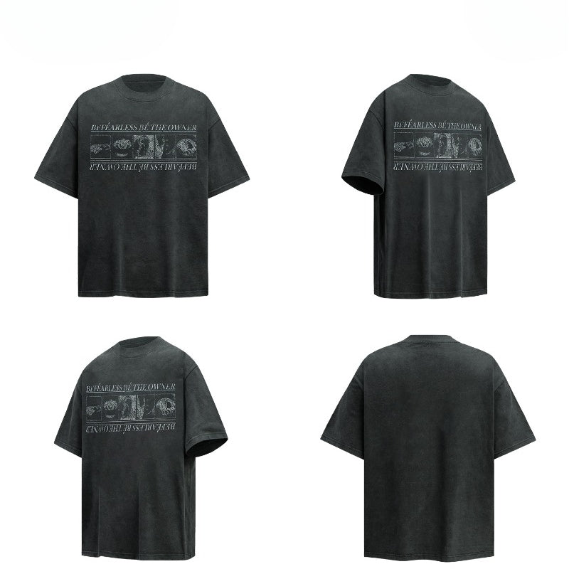 80s And 90s Vintage T Shirts Washing Water Old Abstract Printing Short Sleeve T-Shirts