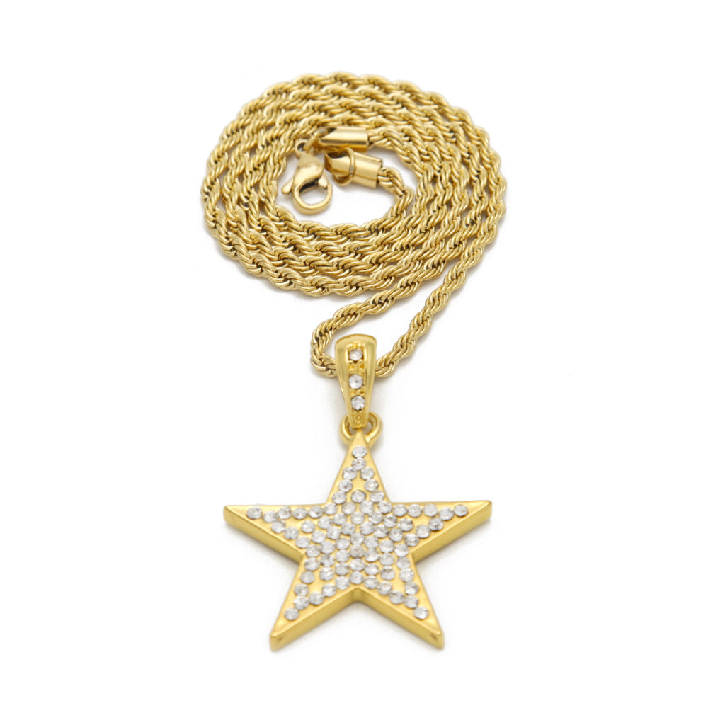 Jewelry Rhinestone Pentagram Pendant Necklace St. Valentine's Royalty