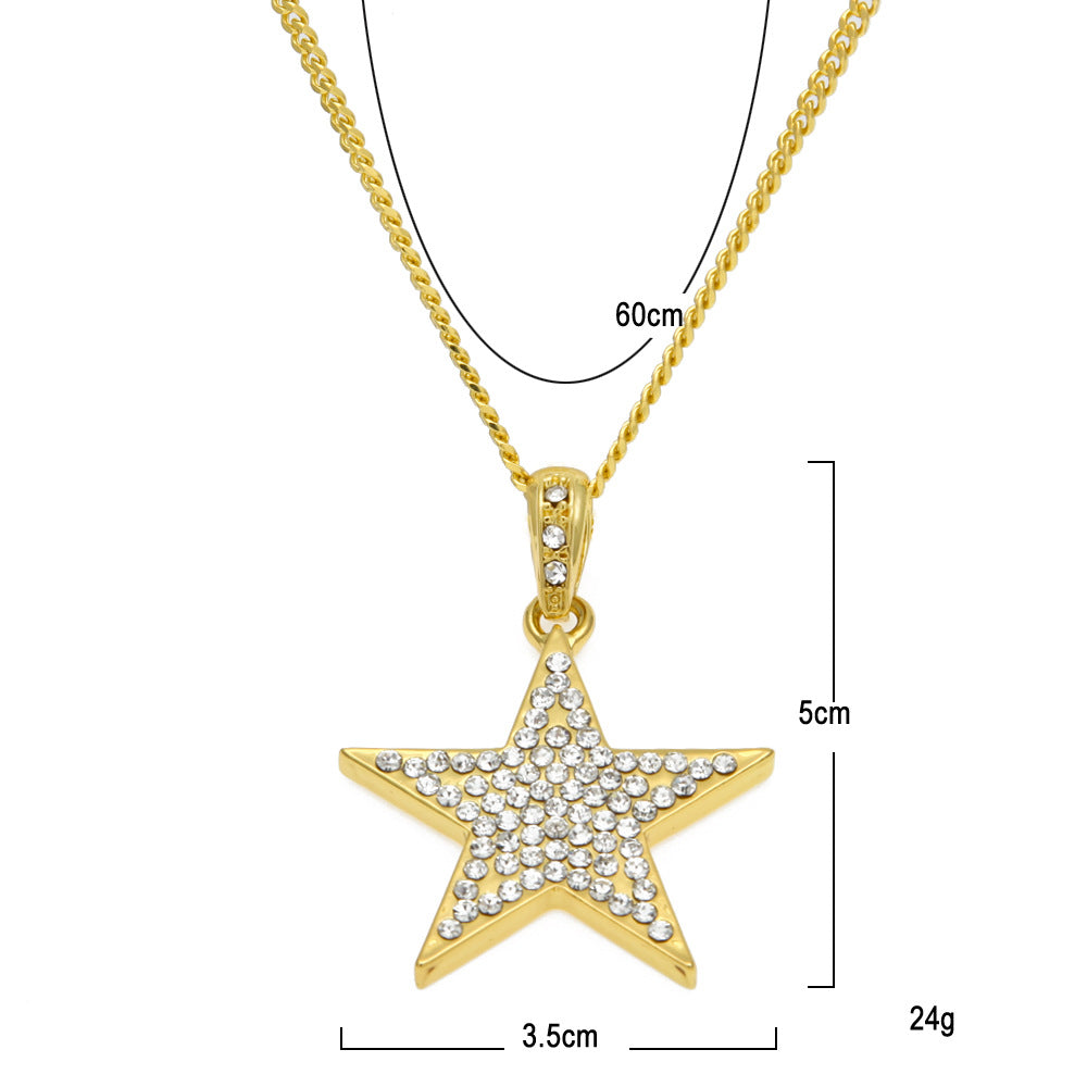 Jewelry Rhinestone Pentagram Pendant Necklace St. Valentine's Royalty