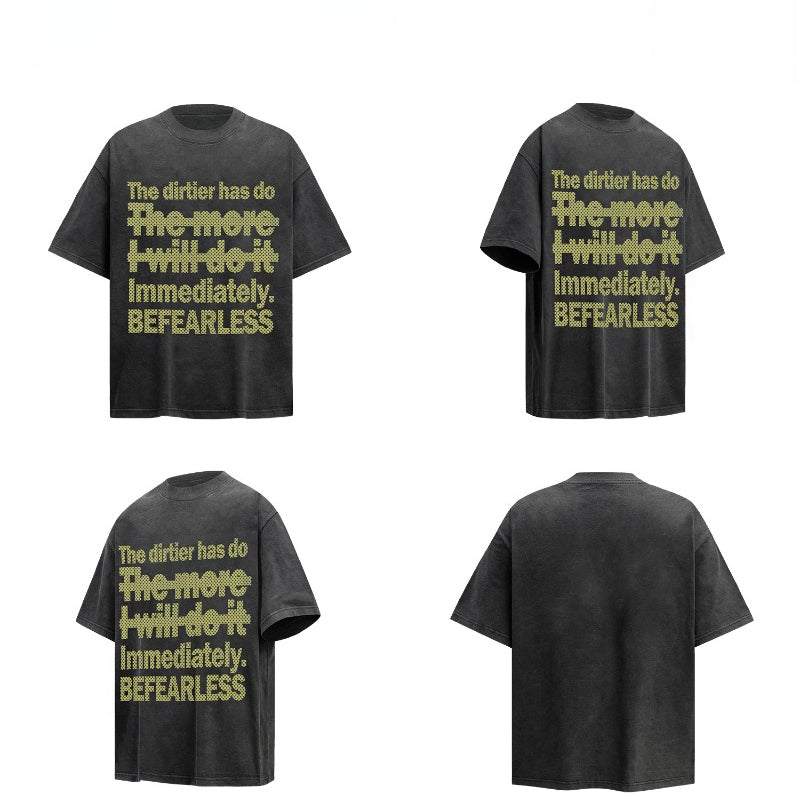 80s And 90s Vintage T Shirts Vintage Washing Water Old Letter Short Sleeve T-Shirts