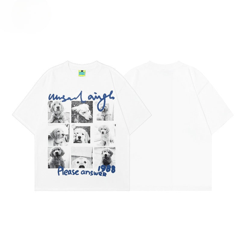 90s West Coast Hip Hop Fashion T Shirts Summer Couple Loose Short Sleeve T-Shirt