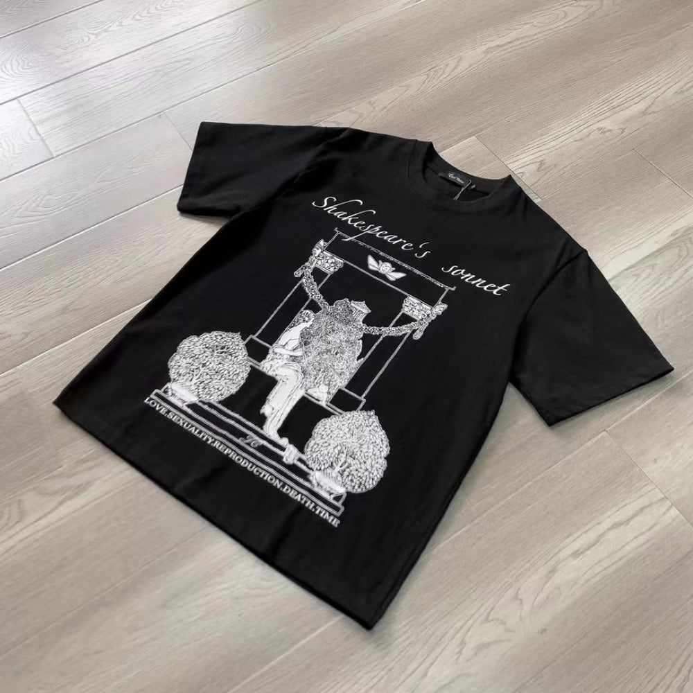 Streetwear Eua t shirt Shakespeare poetry island cleanfit summer short sleeve t-shirt