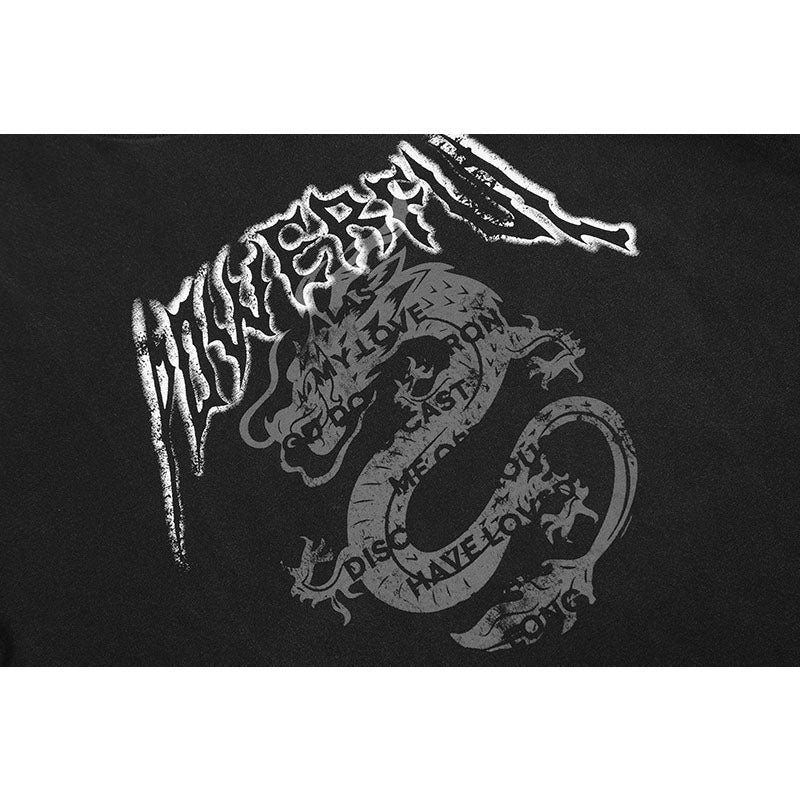 Marcas De Streetwear Vintage Old Dragon Print Short Sleeve T-Shirt