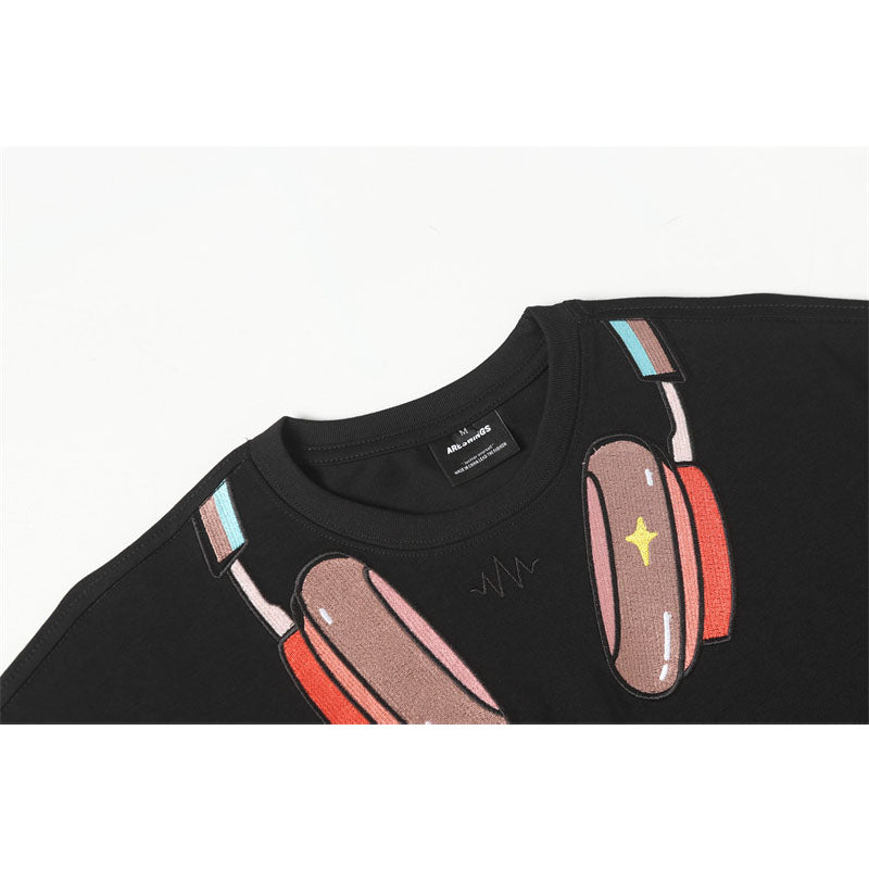 Casual Street Wear Headphones 3D Painting Printing Short Sleeve T-Shirt