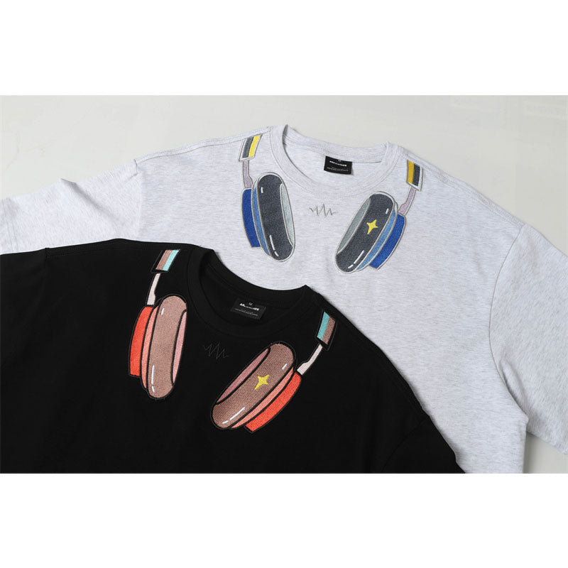Casual Street Wear Headphones 3D Painting Printing Short Sleeve T-Shirt