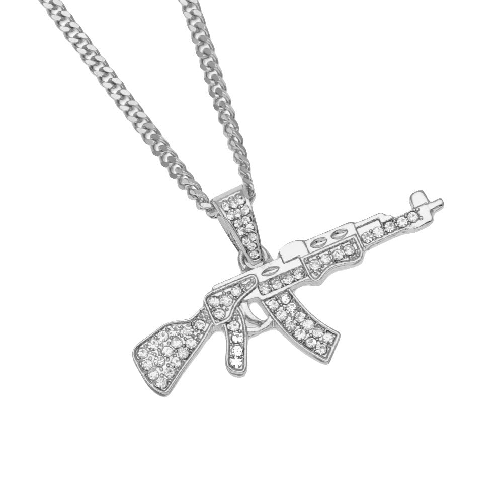 Jewelry AK47 Gun Diamond Pendant Necklace