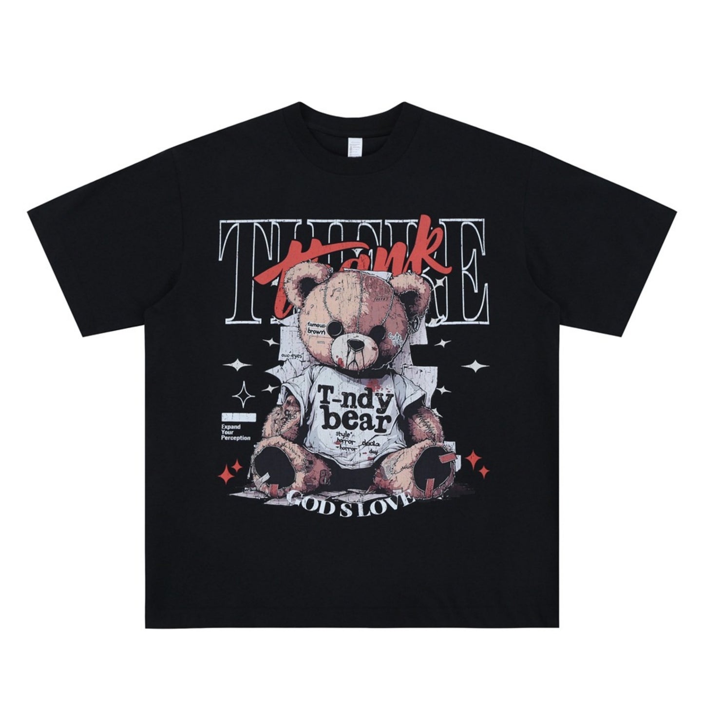 Vintage College Shirts Vintage Bear Print Summer Short Sleeve T-Shirt