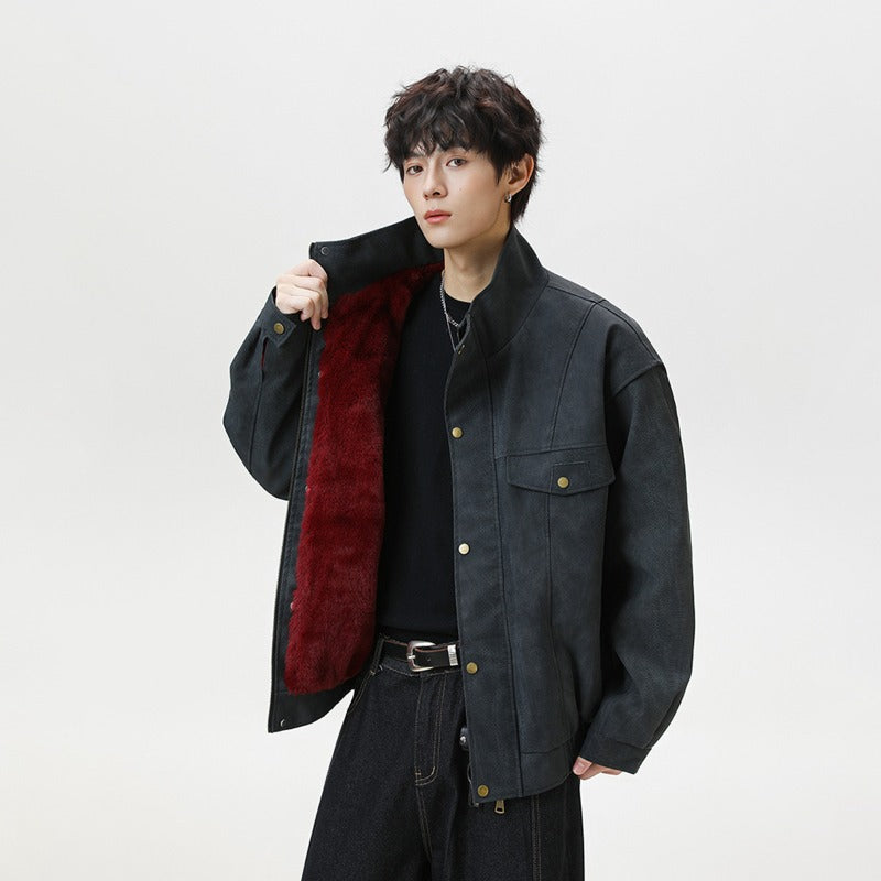 Unisex Down Jacket Winter Fleece Collar Fleece Jacket