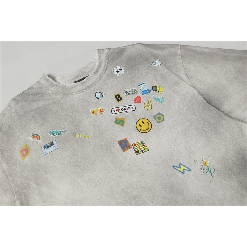Casual Street Wear Short Sleeve T-Shirt Crew Neck Loose Short Sleeve Top
