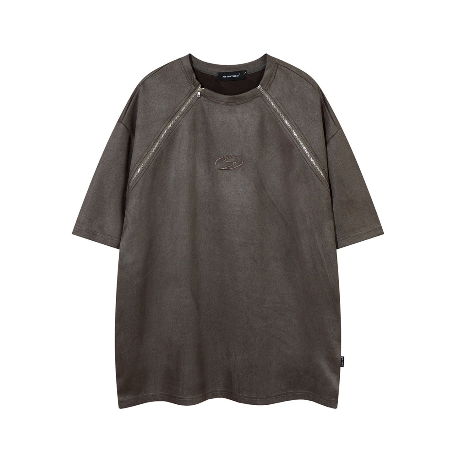 1990 Fashion T-Shirt Summer Double Zipper T-Shirt Retro Short Sleeve T-Shirt
