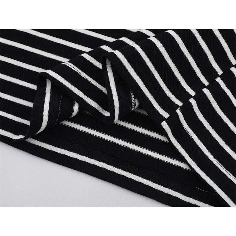 Hip Hop Shirts For Boys Black & White Striped Short Sleeve T-Shirt