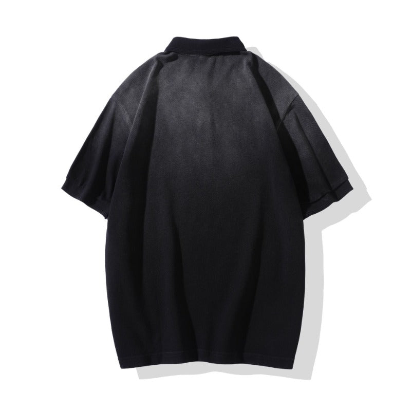 Men T-shirts Vintage Summer Loose Embroidery Short Sleeves