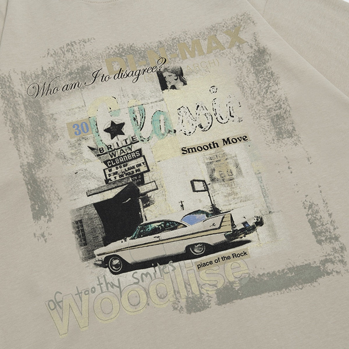 90s West Coast Hip Hop Fashion T-Shirts Vintage Car Magazine Print Short Sleeve Cotton T-Shirt