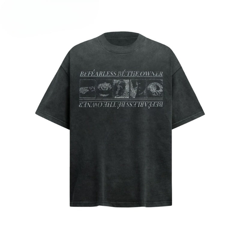 80s And 90s Vintage T Shirts Washing Water Old Abstract Printing Short Sleeve T-Shirts