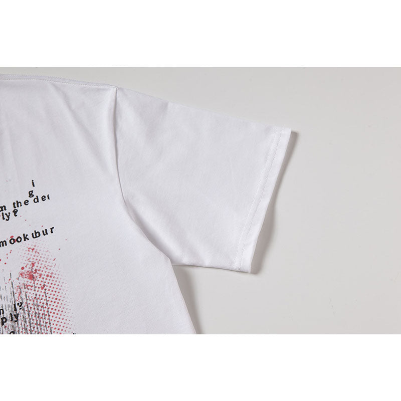 Casual Street Wear Chain Short Sleeve T-Shirt Crew Neck Loose