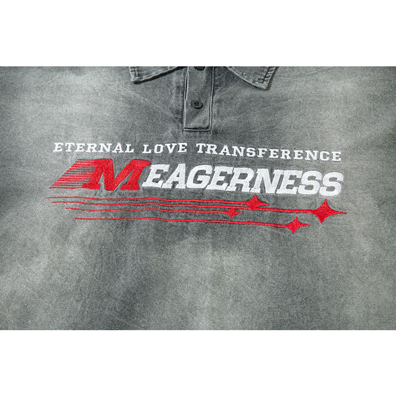Marcas De Streetwear Denim POLO Neck Long Sleeve T-Shirt Loose Casual Men's and Women's Top