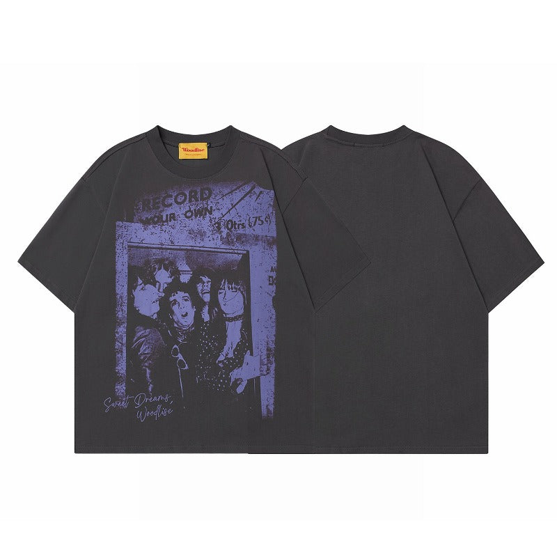 90s West Coast Hip Hop Fashion T-Shirts Vintage Old Gothic Print Crew Neck T-Shirt