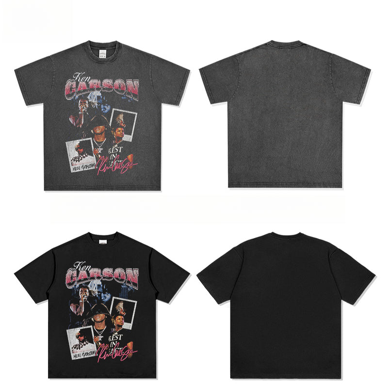 Streetwear Masculino Vintage Hip Hop Ken Carson Print Blockbuster Short Sleeve T-Shirt