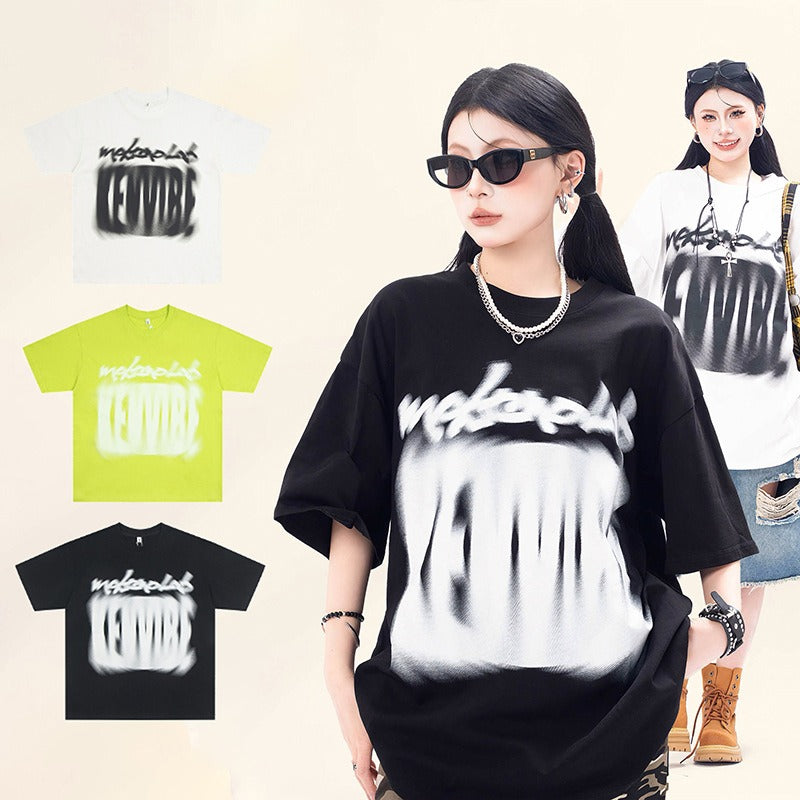 Marcas De Streetwear Vintage Alphabet Print Short Sleeve T-Shirt