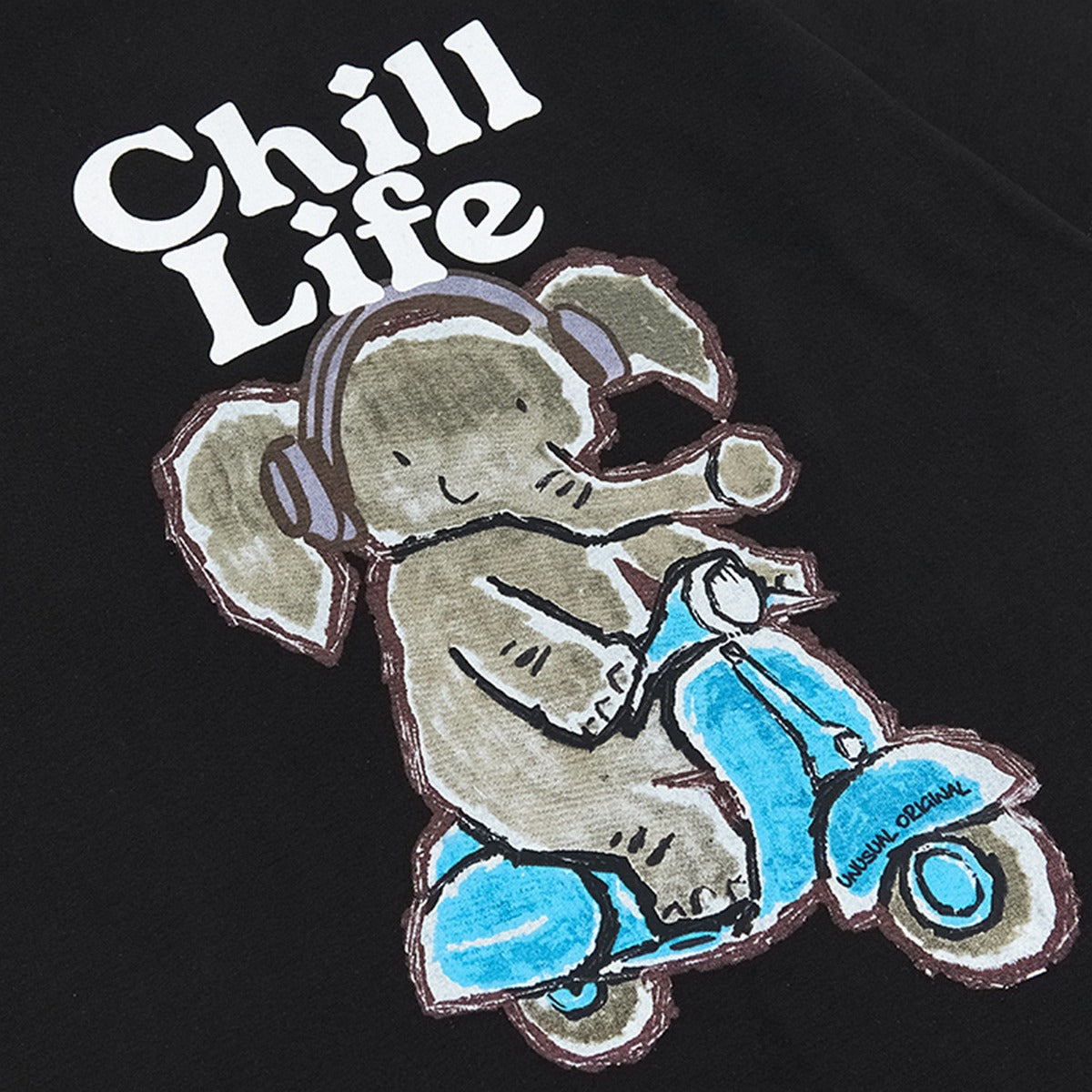 90s West Coast Hip Hop Fashion T Shirts Creative Hand Painted Graffiti Cartoon Elephant Short Sleeve T-Shirt