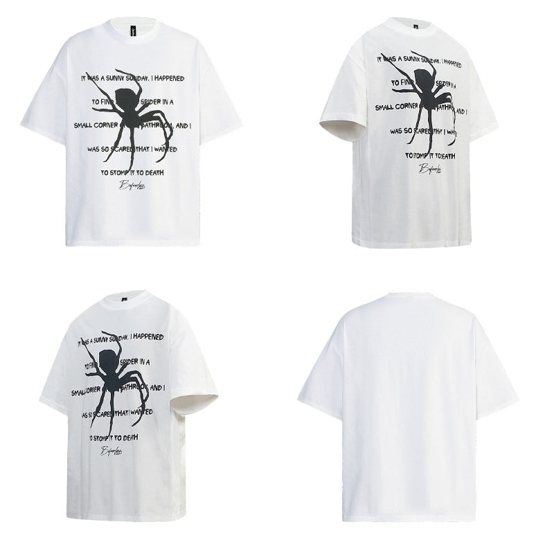 80s And 90s Vintage T Shirts Vintage Washing Water Old Spider Short Sleeve T-Shirts