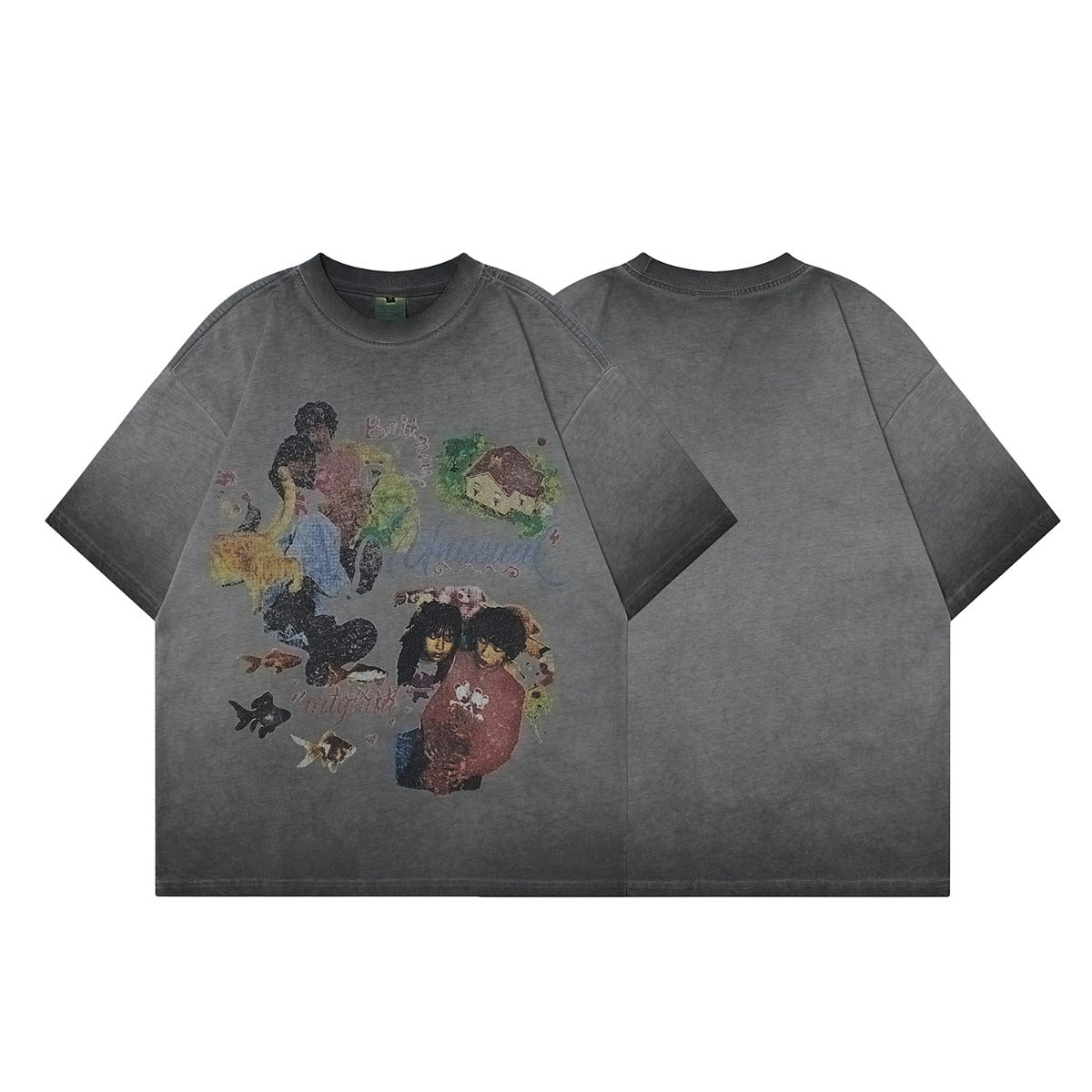 90s West Coast Hip Hop Fashion T Shirts Retro Old Oil Painting Print Half Sleeve