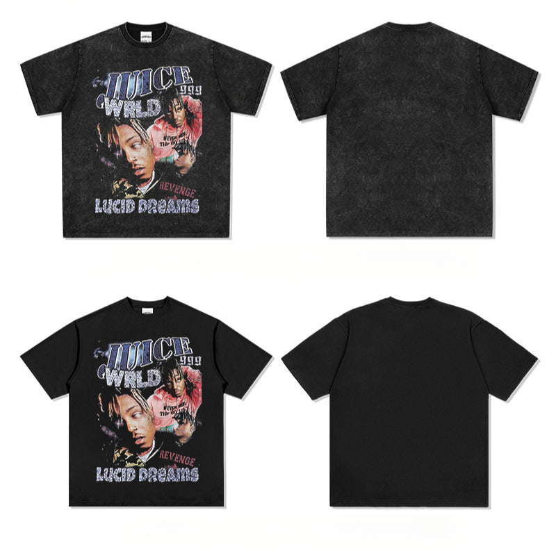 New york hip hop shop Juice wrld t-shirt rap character print heavy