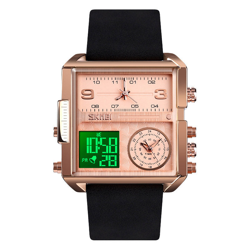 Analog-Digital Watch Square Men's Business Electronic Watch