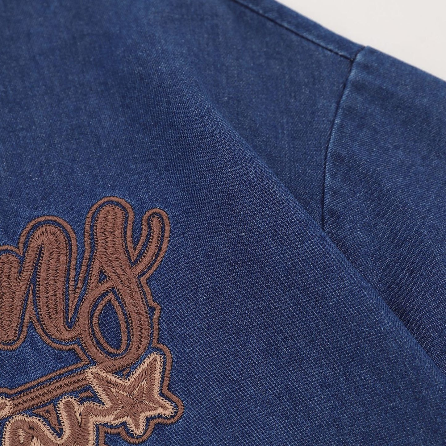 Vestimenta De Los 90 Summer Embroidered Vintage Denim Short Sleeve T-Shirt