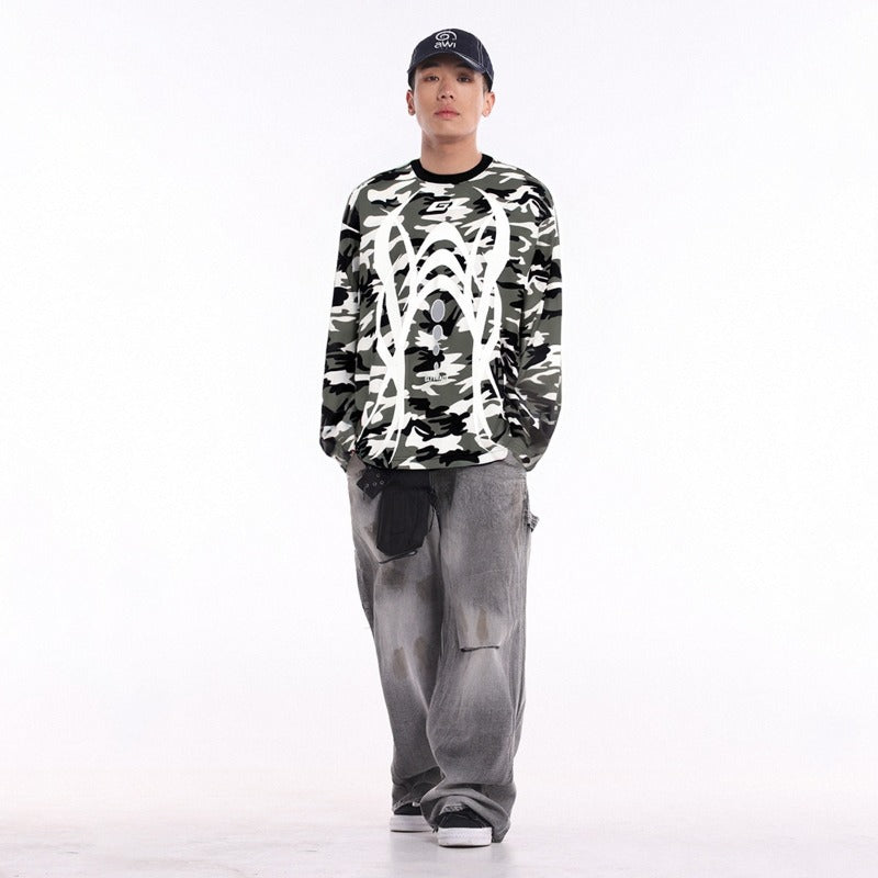 Unisex long-sleeved shirt autumretro camouflage