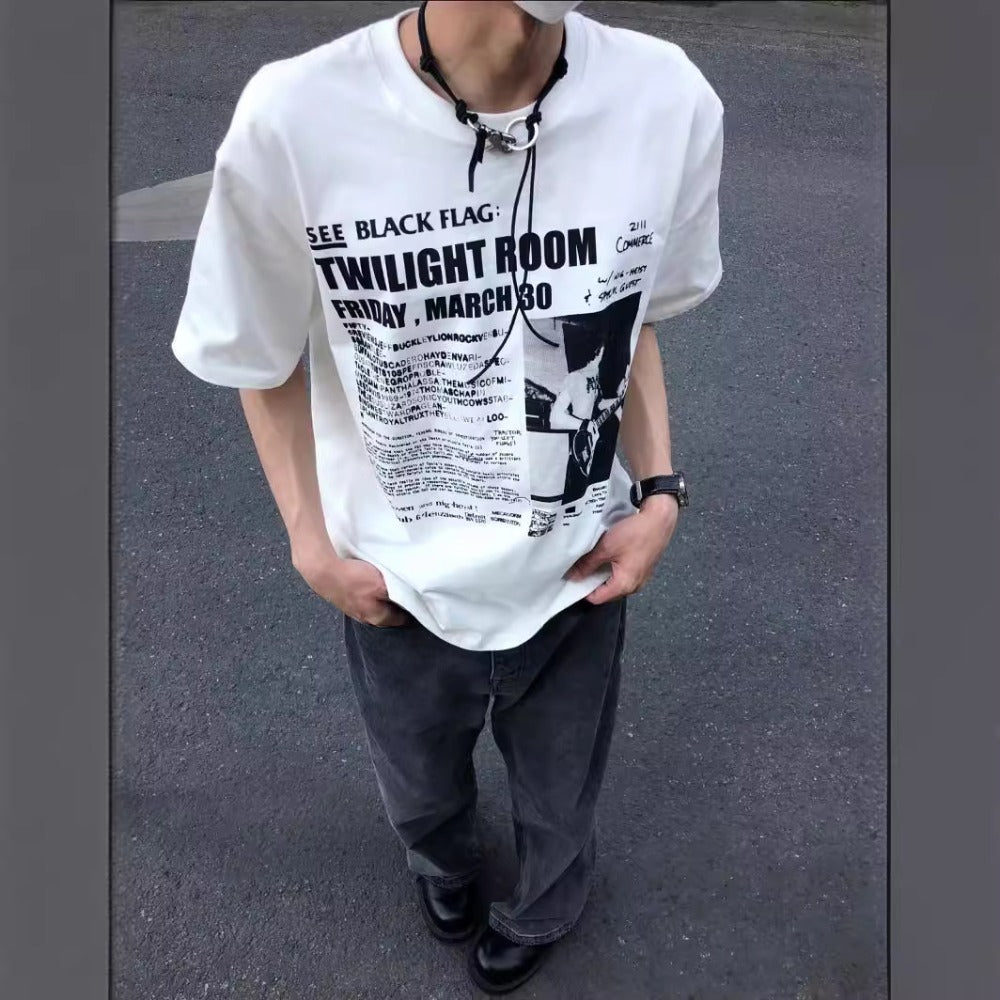 Streetwear Eua t-shirt Cotton Small Neckline Short Sleeve T-Shirt
