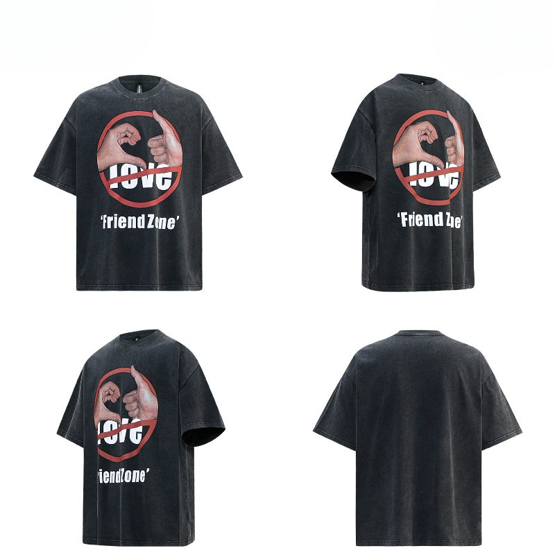 80s And 90s Vintage T Shirts Summer Vintage Washing Old Prohibited Spoofing Short Sleeve T-Shirts