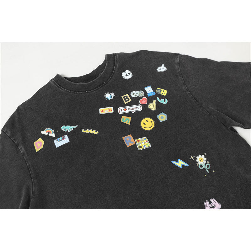 Casual Street Wear Short Sleeve T-Shirt Crew Neck Loose Short Sleeve Top