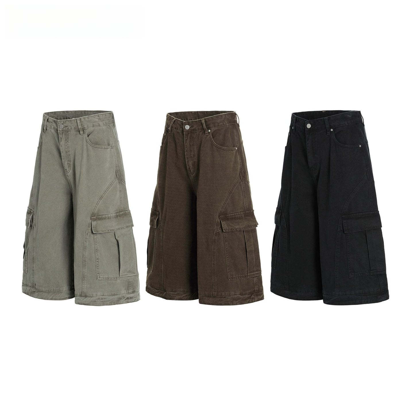 Hip Hop Pants For Boys Vintage Washed Overalls Shorts