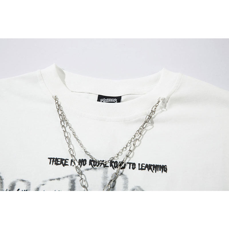 Marcas De Streetwear Necklace Long Sleeve T-Shirt Loose Oversize Top