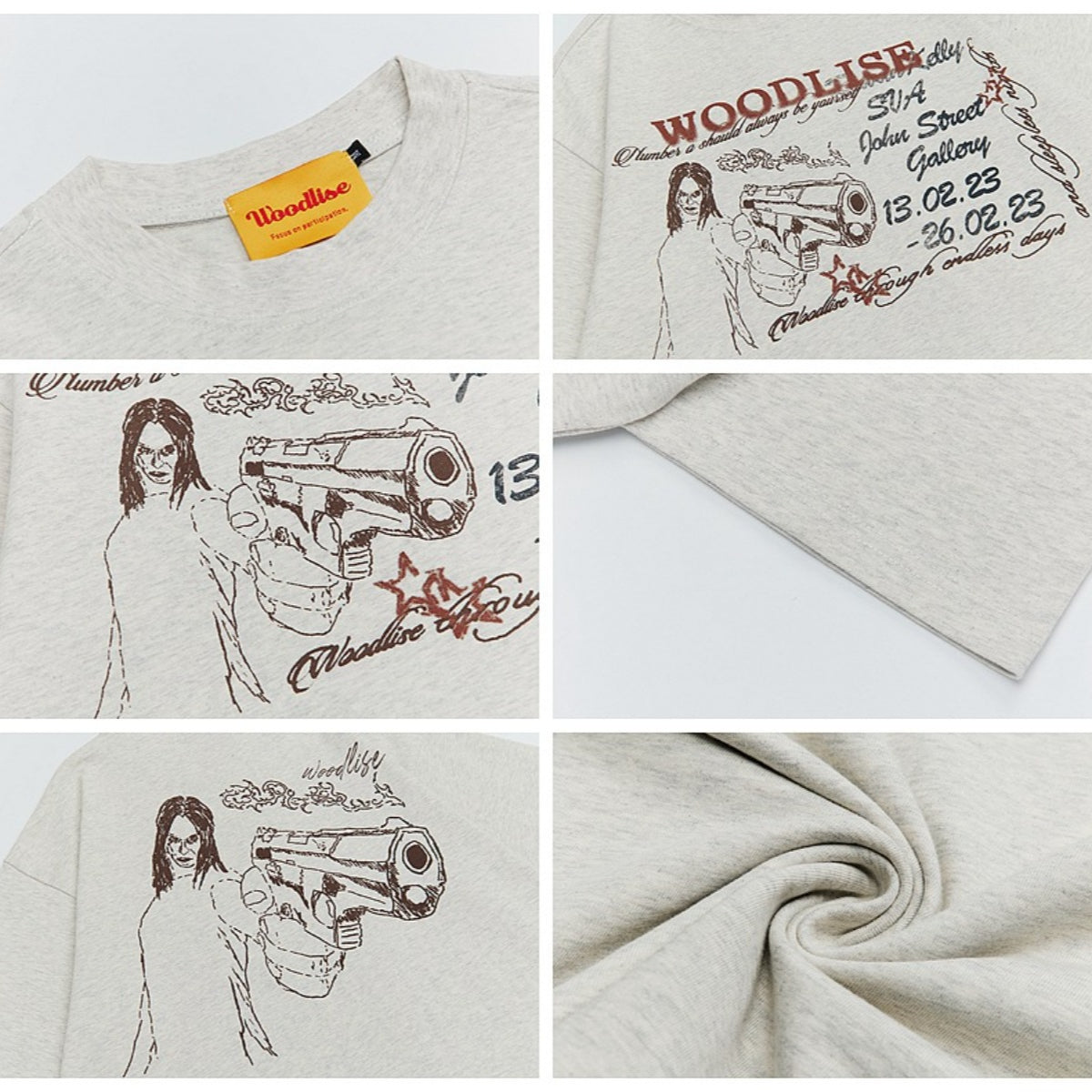 90s West Coast Hip Hop Fashion T-Shirts Summer Double Sided Hand Painted Character Print T-Shirts