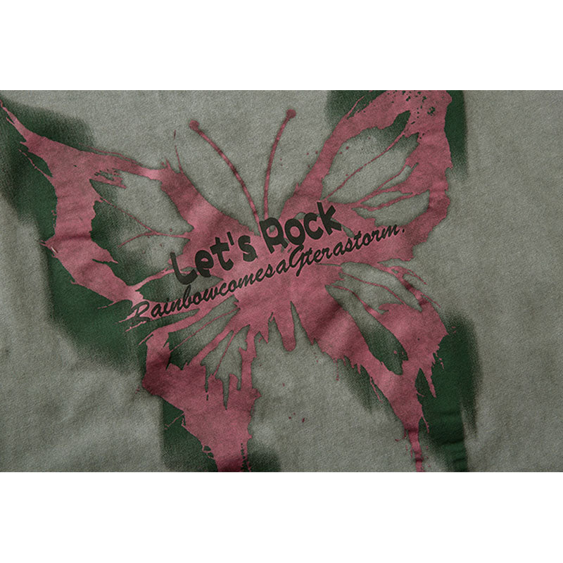 60s Style T Shirts Summer Butterfly Print T-Shirt Short Sleeve