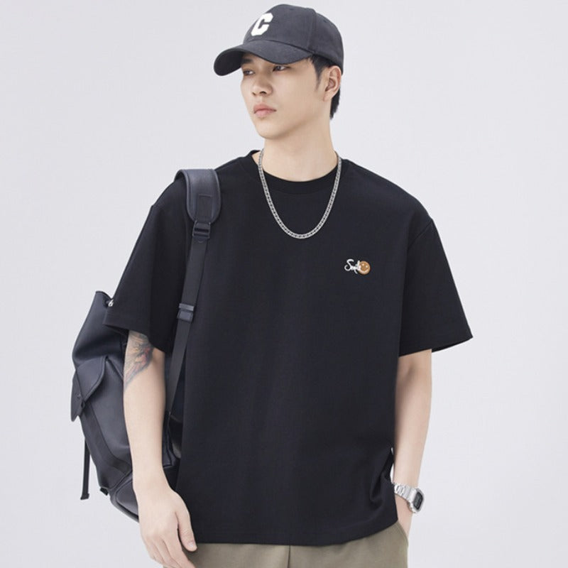 Men T-shirts Summer Short Sleeve Embroidered Top