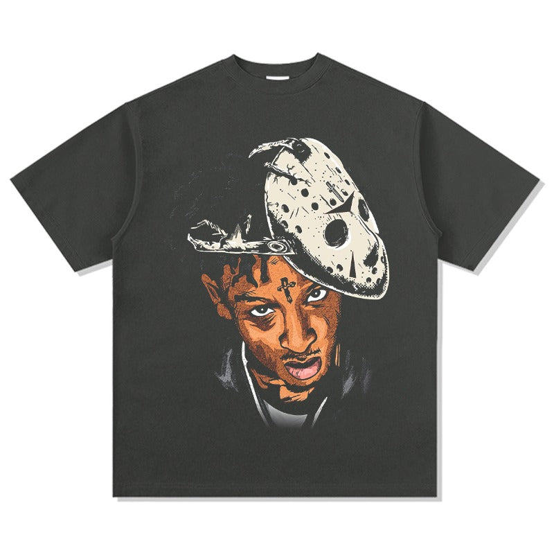 New york hip hop shop vintage 21 savage print short sleeve t-shirt