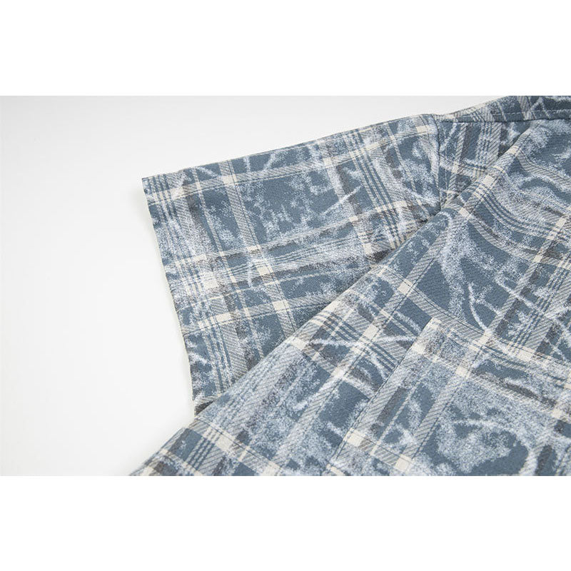 Marcas De Streetwear cleanfit tie-dye plaid short-sleeved shirt