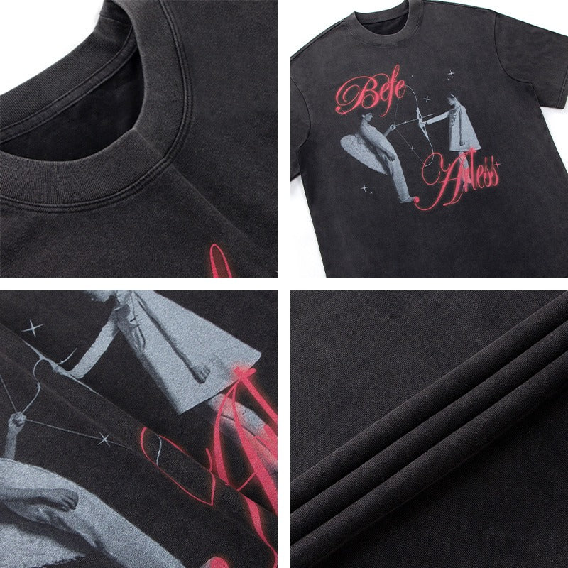 80s And 90s Vintage T Shirts Vintage Wash Make Old Angel Short Sleeve T-Shirts