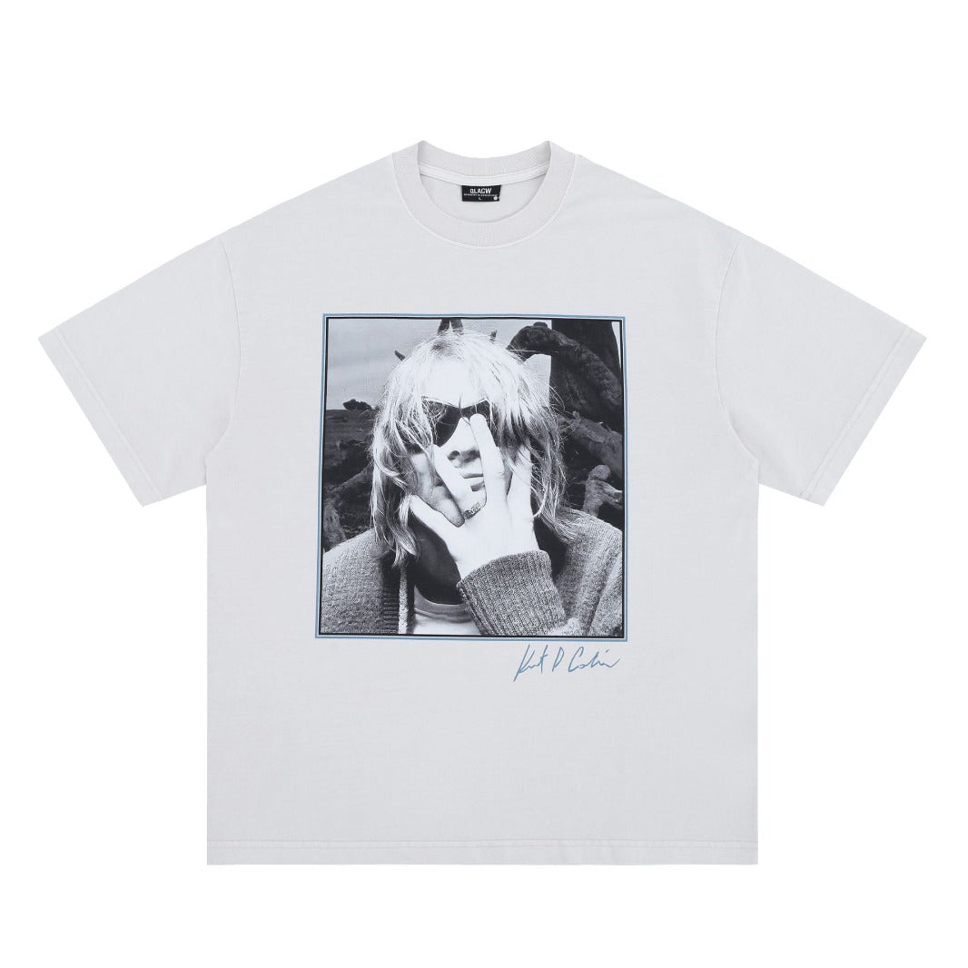 Vintage 90s Hip Hop Clothing Portrait Print Summer Vintage Short Sleeve T-Shirt