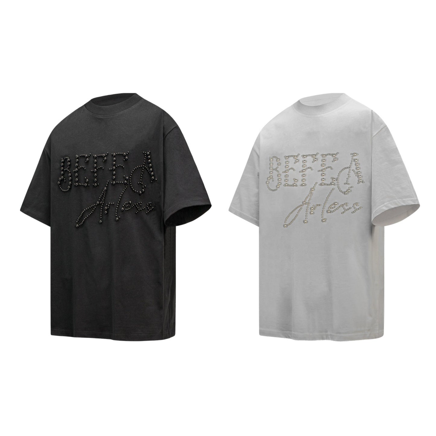 Unisex T-shirts Summer Bead Pattern Men's Loose Short Sleeve T-Shirt