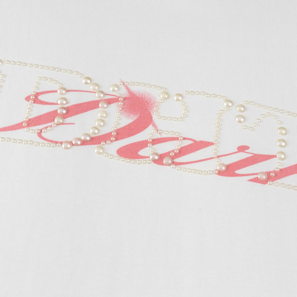 Nostalgia T Shirts Pearl Letter Short Sleeve T-Shirt