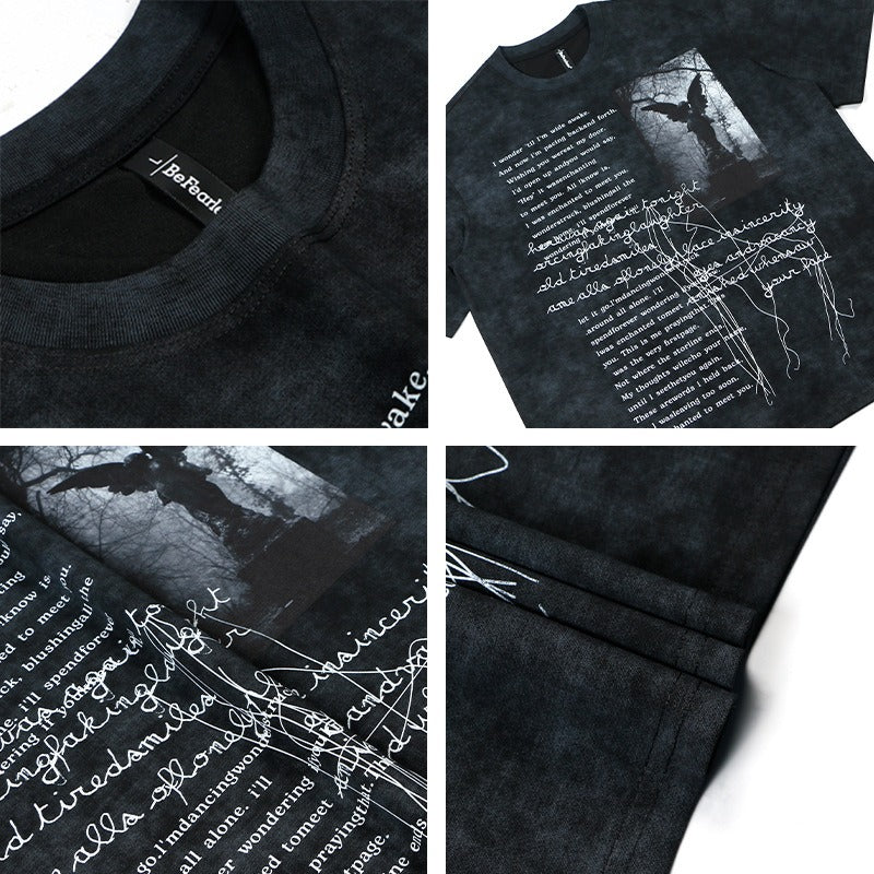 80s And 90s Vintage T-Shirts Vintage Smudge Letter Short Sleeve T-Shirt
