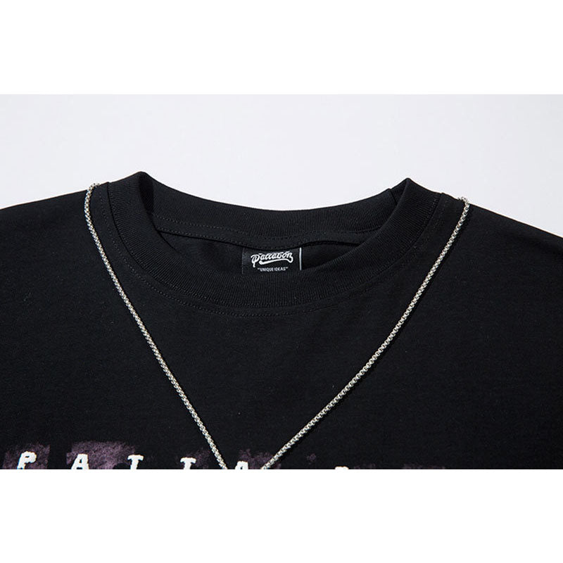 Marcas De Streetwear Pentagram Necklace Long Sleeve T-Shirt Casual Loose Casual Top