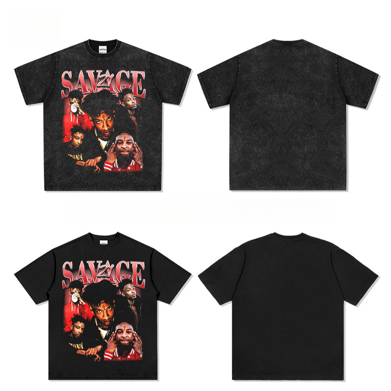 Cool t rapper VINTAGE hip hop rap 21 Savage print long sleeve short sleeve t-shirt