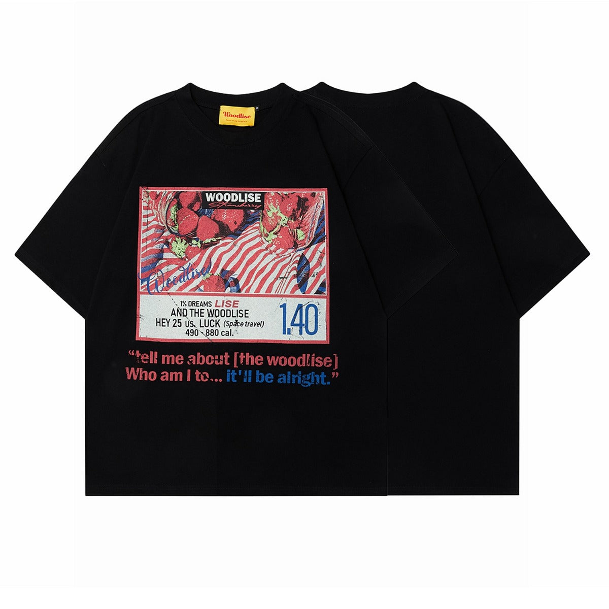90s West Coast Hip Hop Fashion T Shirts Strawberry Print Half Sleeve Top
