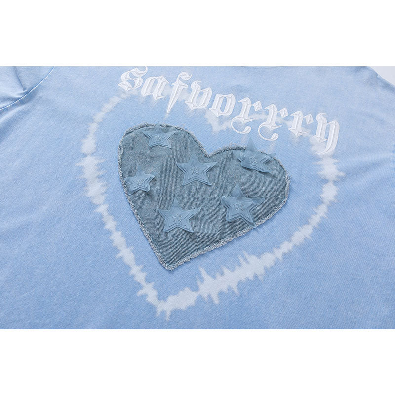 Vintage Tišö Rt Vintage Love Patch Embroidered Short Sleeve T-Shirt