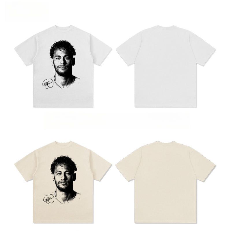 New york hip hop shop vintage neymar print short sleeve casual t-shirt